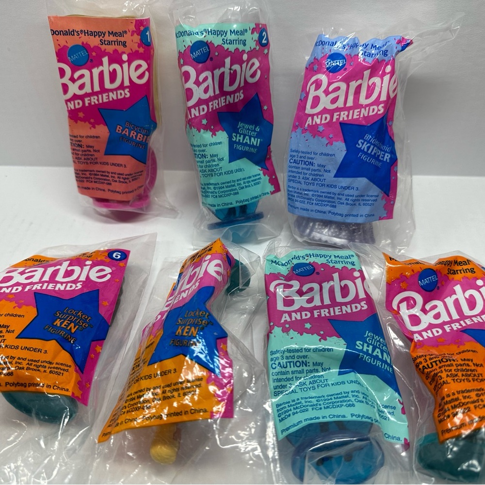 1994 McDonalds Happy Meal Toy Set of 7 Barbie & Ken Dolls: Read Description